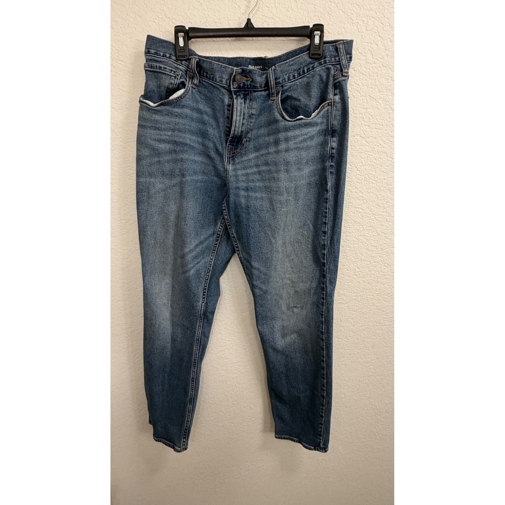 Old Navy Mens Athletic Taper Built-In Flex Jeans 36x32 Medium Wash Blue Denim